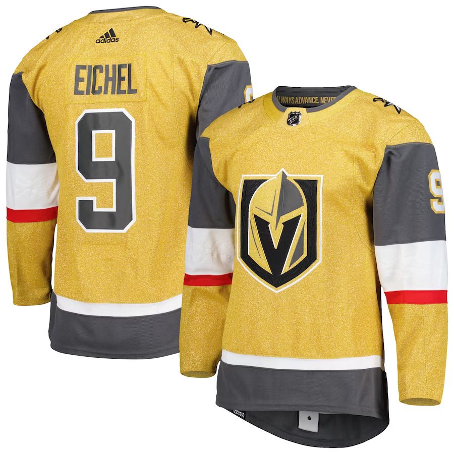 Men Vegas Golden Knights #9 Jack Eichel adidas Gold Primegreen Authentic Pro Alternate Player NHL Jersey